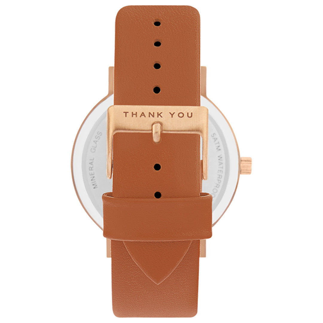 Brushed Rose Gold - White Marble Face