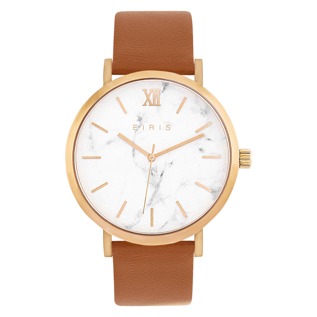 Brushed Rose Gold - White Marble Face