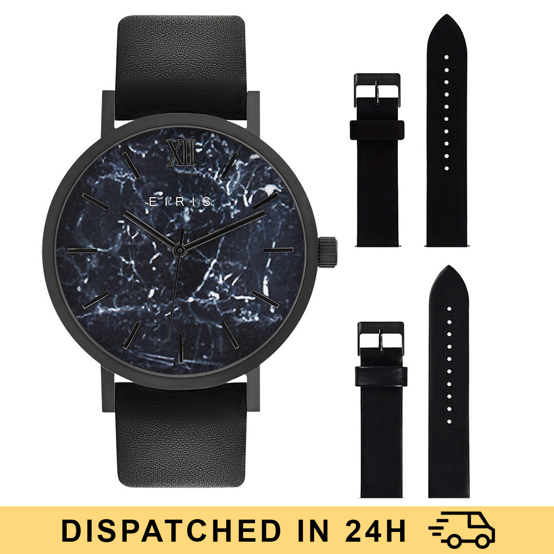 Brushed Matt Black - Black Marble Face