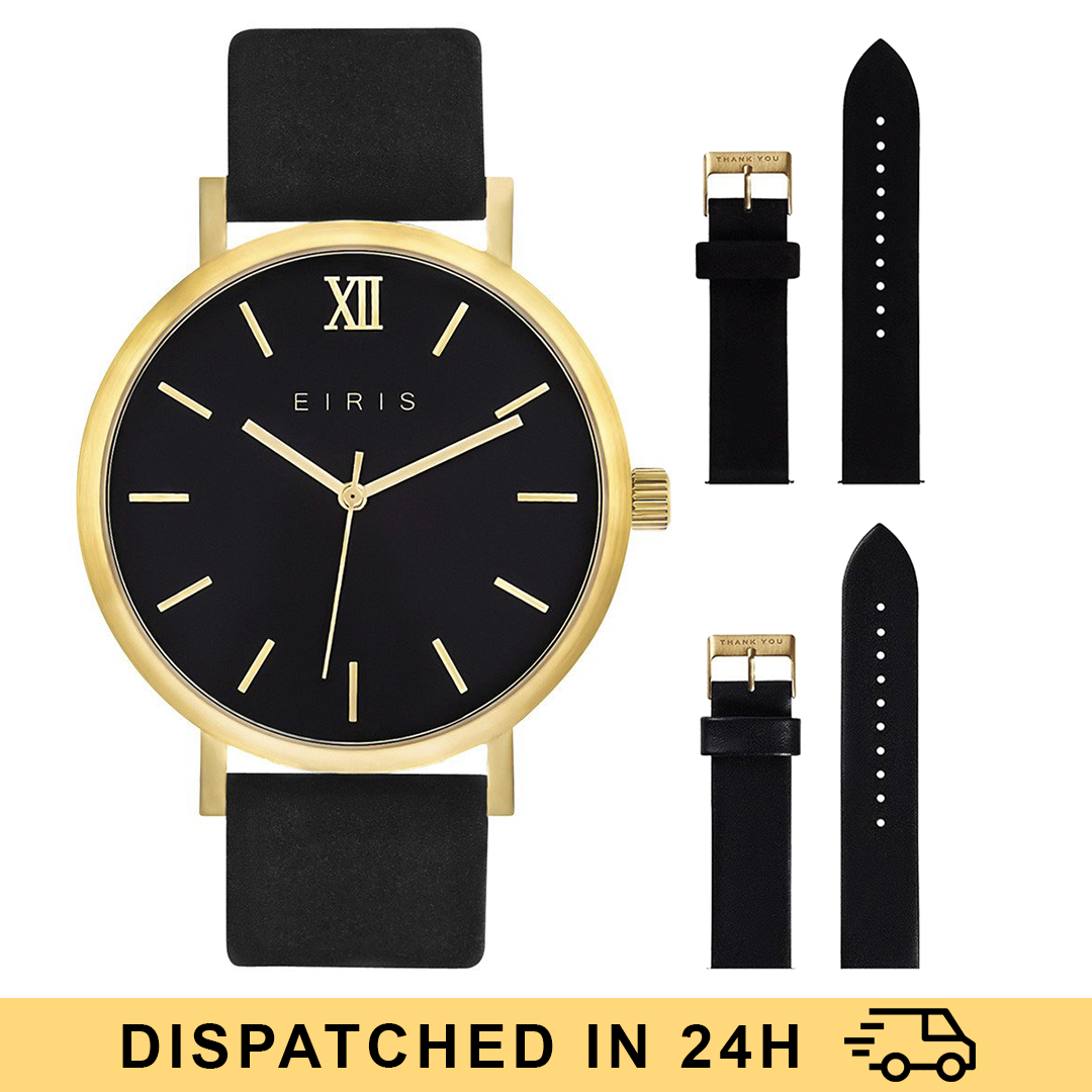 Brushed Yellow Gold - Black Face